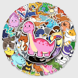50Pcs Animal Pen Cartoon Waterproof Vinyl Stickers for Skateboard Snowboard (Online Order Only)