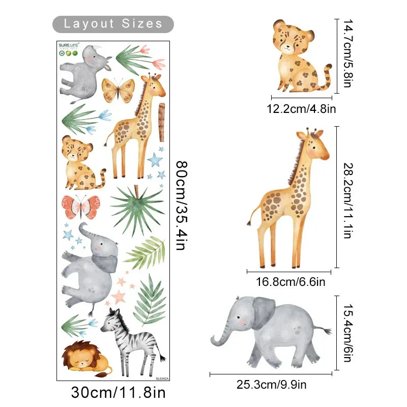 Boho Giraffe Watercolor Nursery Wall Decals Kids Room Decor (ONLINE ORDER ONLY)