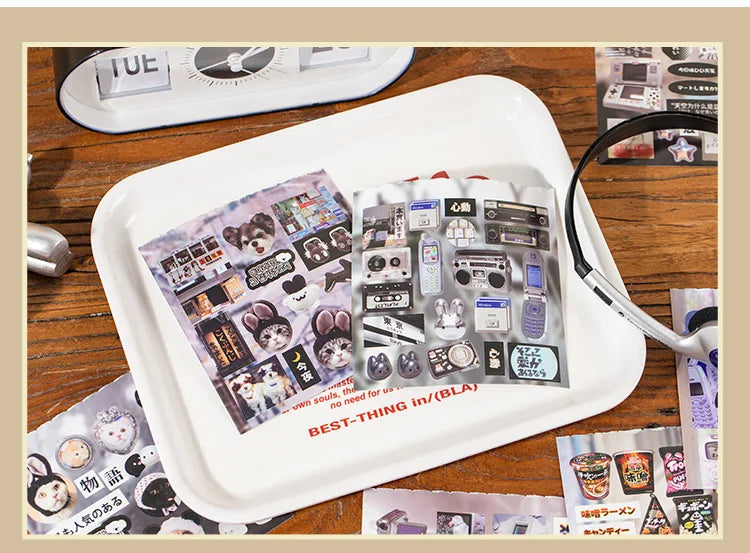 20 Sheets Retro Cut Film Sticker Book Dream Echo Series Y2K Sticker Journal Handbook Scrapbooking Kawaii Decoration Sticker Gift (ONLINE ORDER ONLY)