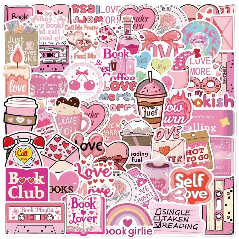 10/30/50PCS Cartoon Pink Love PVC Sticker Aesthetic Children's Stationery Sticky DIY Decoration Scrapbooking School Supplies (Online Order Only)
