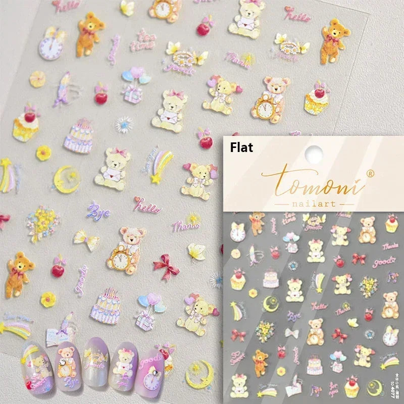 Cookies Chocolate Love Heart Flower Bowknot Rabbit Bunny Lace Bear Star Bouquet Rabbit Adhesive Nail Art Sticker Manicure Decal (ONLINE ORDER ONLY)