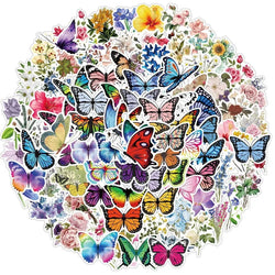 Butterfly Flower Stickers 10/50/100pcs for Guitar, Phone, Suitcase, Scrapbook, Skateboard (ONLINE ORDER ONLY)
