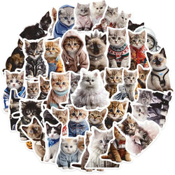 10/30/50PCS Cute Winter Cat PVC Sticker Aesthetic Decoration Scrapbooking Sketchbook Korean Stationery School Supplies for Kids (ONLINE ORDER ONLY)