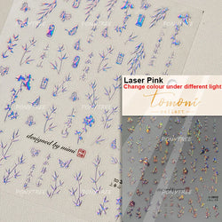 Painting Sketch Tulip Daisy Willows Scenery Daisy Colorful Flowers Sun Star Butterfly Wicker 3D Nail Art Stickers Manicure Decal (ONLINE ORDER ONLY)