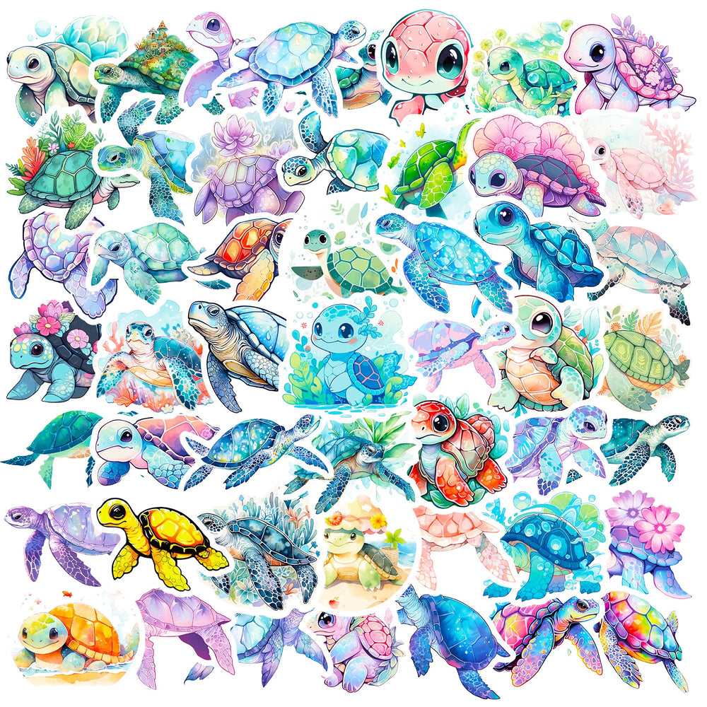 Sea Turtle Cartoon Stickers for Scrapbook, Water Bottle, Phone, Laptop, Guitar Decal (10/25/50pcs) (Online Order Only)