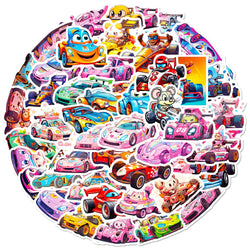 10/30/50PCS Catroon Animal Racing Car Stickers Graffiti PVC Waterproof Notebook Phone Bike Laptop Luggage Kids Toy Funny Decals (ONLINE ORDER ONLY)