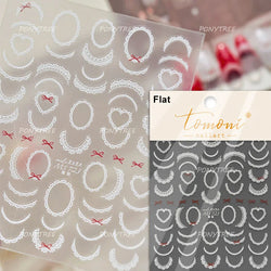 Lovely Heart Strawberry Cherry Bowknot Lace Lolita Crystal Rhinestone Line Rococo Chic Adhesive Nail Art Sticker Manicure Decals (ONLINE ORDER ONLY)