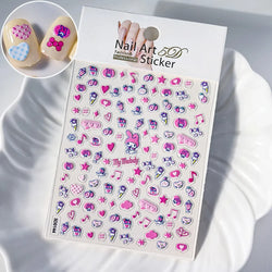 1pc 5D Cartoon Nail Art Stickers Waterproof Matte Finish with Kuromi, Cinnamoroll & Hello Kitty Designs Perfect for DIY Manicure (Online Order Only)