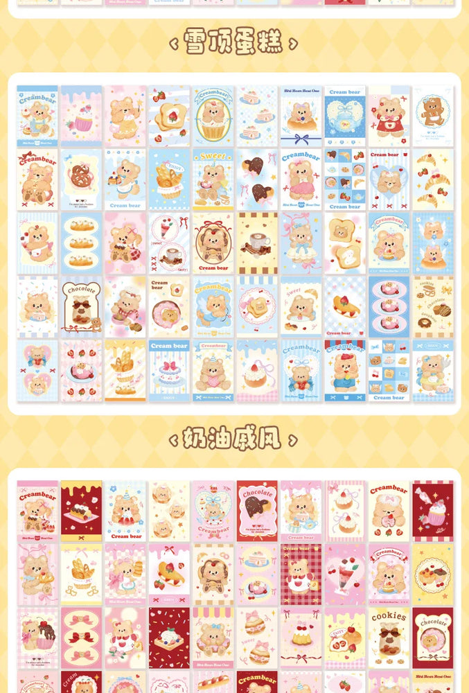 50piece/book Retro Cute Cream Bear Sticker for Phone Camera Journal Postcard DIY Kawaii Decoration Sticker Gift (ONLINE ORDER ONLY)