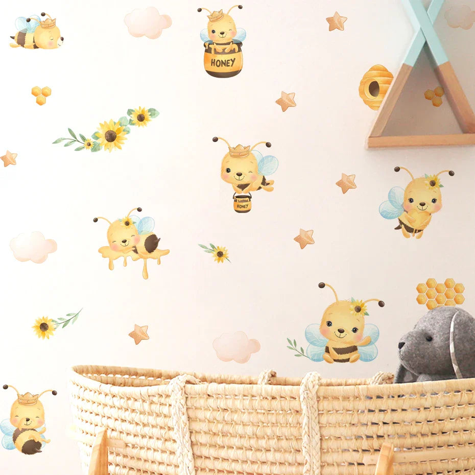 Cute Bee Wall Stickers for Kids Nursery Room Decor (Online Order Only)