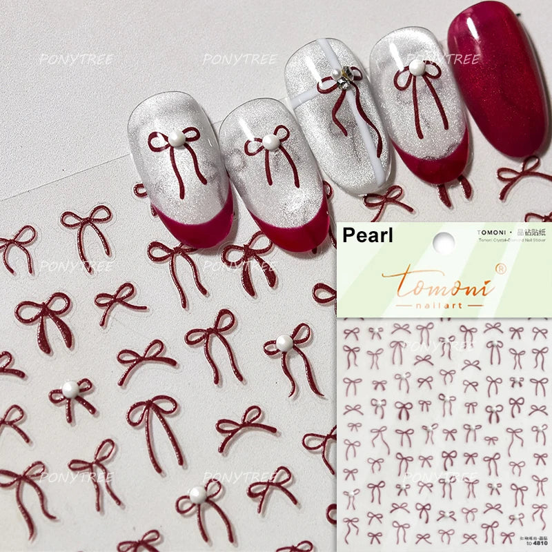 Black Rabbit Bunny Ribbon Bowknot Flower Cake Daisy Dessert Knife Fork Butterfly Self Adhesive Nail Art Stickers Manicure Decals (ONLINE ORDER ONLY)