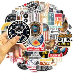 50PCS Mixed Welding Welder Graffiti Stickers For DIY Luggage Skateboard Waterproof DIY Cool Cartoon Decal Sticker Toys Gift (ONLINE ORDER ONLY)