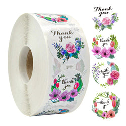 500pcs/roll Thank You Stickers Flower Pattern Party Wedding Decoration Gift Envelope Seal Labels Scrapbooking Stickers (ONLINE ORDER ONLY)