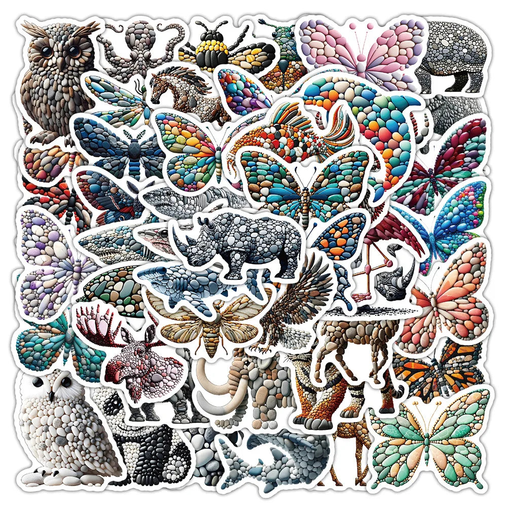 10/30/54PCS Stone Art Stickers Animal Creative Sticker Fridge Luggage Laptop Phone Guitar Car Bike Skateboard Graffifi Decals (ONLINE ORDER ONLY)