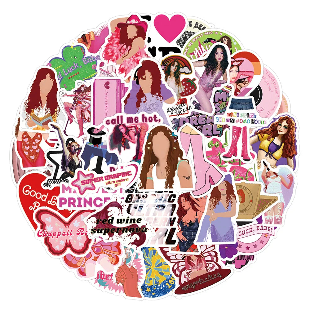 10/30/55PCS Star Singer Chappell Roan Stickers Cartoon Decals DIY Laptop Notebook Phone Suitcase Wall Waterproof Sticker Toys (ONLINE ORDER ONLY)