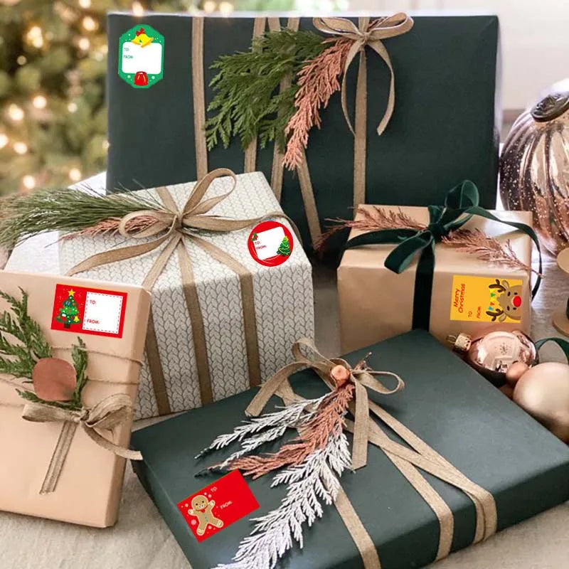 108Pcs/12Sheets Santa Claus Christmas Tree Elk Candy Bag Sealing Sticker Gift Box Name Tags Xmas New Year Present Label Sticker (ONLINE ORDER ONLY)