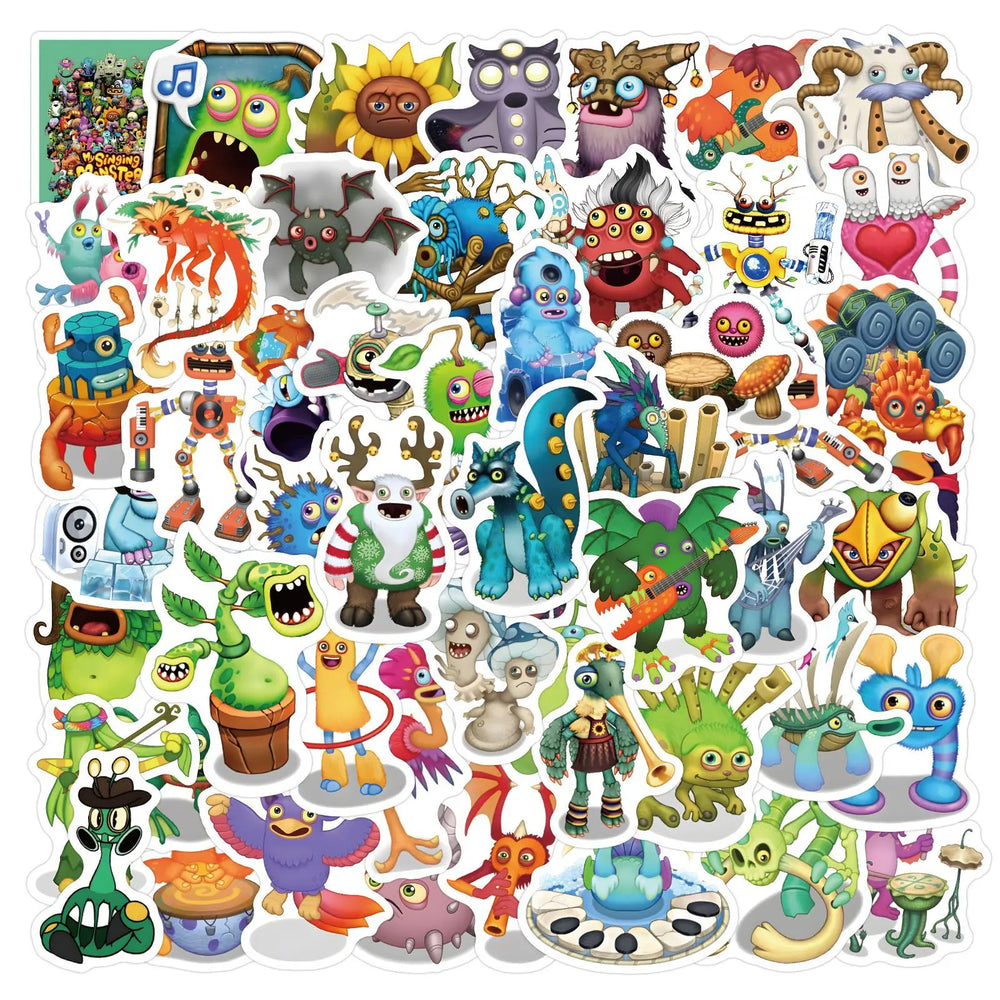 10/30/60PCS My Singing Monster Stickers Funny Music Game Sticker Scrapbook DIY Laptop Guitar Car Bike Skateboard Graffiti Decals (ONLINE ORDER ONLY)