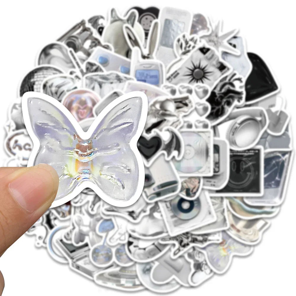 66pcs Korean Silvery Girly Stickers Pack Stationery Laptop Ipad Phone Sticker DIY Scrapbooking Supplies Journal Accessories (ONLINE ORDER ONLY)