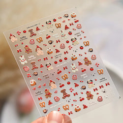 Cute Bowknot Dog Puppy Bear Strawberry Cake Fruit Juice Coffee Desserts Corgi Cherry Adhesive Nail Art Stickers Manicure Decals (ONLINE ORDER ONLY)