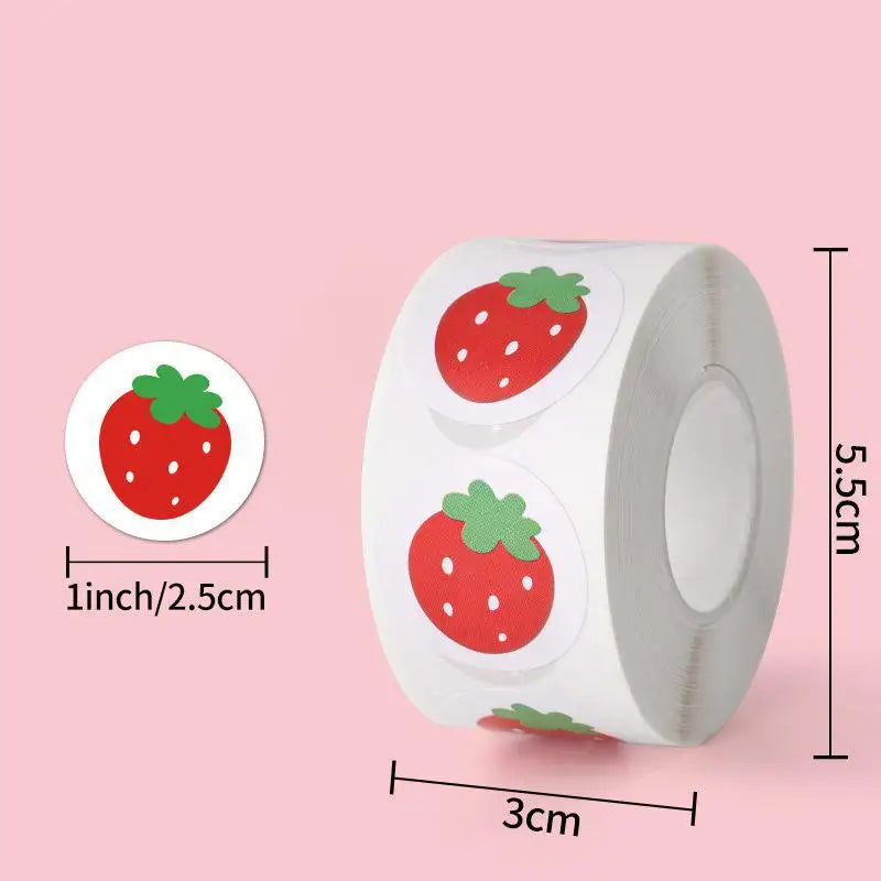 500pcs/roll Cute Strawberry Reward Stickers Scrapbooking  Fruit Envelope Seal Stickers For Birthday Party Favors Baking Goods (Online Order Only)