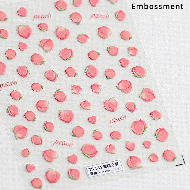 Fruit Paradise Guava Strawberry Pear Peach Orange Watermelon Pitaya Cherry Kiwifruit Pineapple Nail Art Stickers Manicure Decals (ONLINE ORDER ONLY)