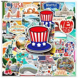 Cartoon USA Graffiti Stickers for Laptop Luggage Suitcase DIY Decals 10/30/50pcs (ONLINE ORDER ONLY)