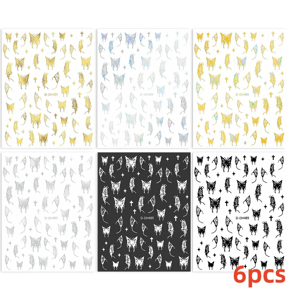 6 Sheets Moon/Star Nail Art Sticker Adhesive Gold Color Sticker Sheets Universal Constellation Shapes Sticker Art Decoration (ONLINE ORDER ONLY)