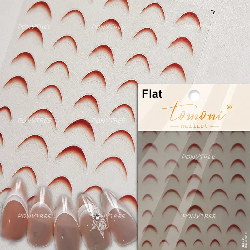 Mini Love Heart Arc Curved Line French Style Minimalist Colourful Self-adhesive Nail Art Decorations Stickers Manicure Decals (Online Order Only)