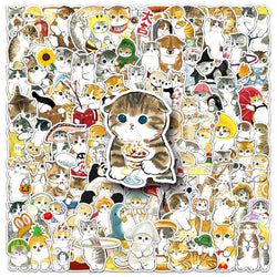 10/30/50/100PCS Cute Cat Stickers Hand Painted Cartoon Animal Decals Kids Toys Laptop Phone Guitar Decoration Graffiti Sticker (ONLINE ORDER ONLY)