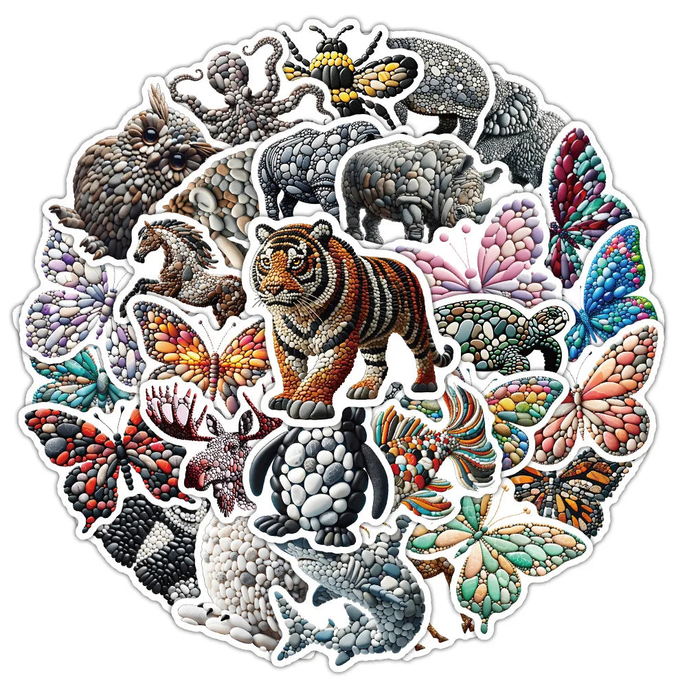 10/30/54PCS Stone Art Stickers Animal Creative Sticker Fridge Luggage Laptop Phone Guitar Car Bike Skateboard Graffifi Decals (ONLINE ORDER ONLY)