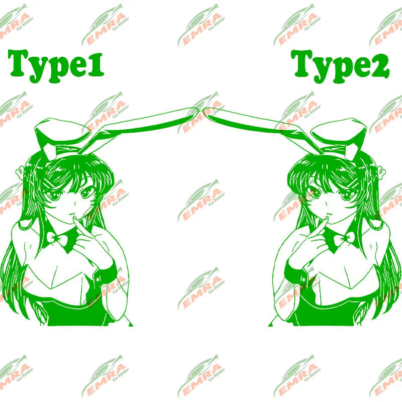 Anime Sticker Rabbit Girl For Car Stickers Decoration Window Door Rear Windshield External Accessories Die Cutting Vinyl Decals (ONLINE ORDER ONLY)