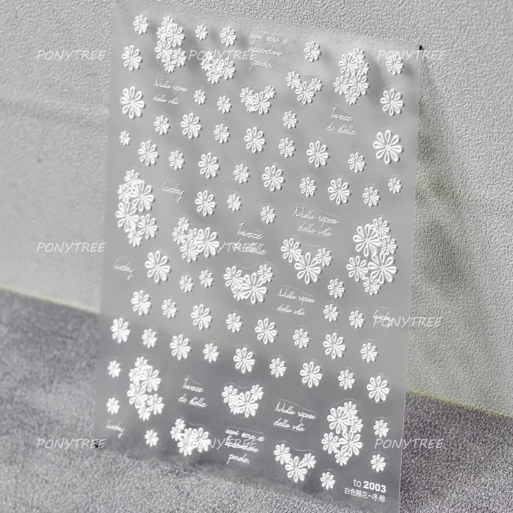 Colourful Daisy Pink Coreopsis Cosmos Persian Chrysanthemum Flower Garden Adhesive Nail Art Decoration Stickers Manicure Decals (ONLINE ORDER ONLY)