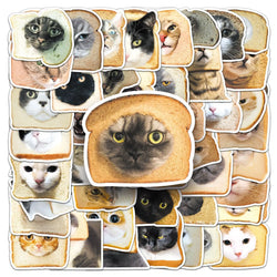 10/30/50PCS Bread Cat Graffiti Stickers Funny Cat Decoration Animal DIY Luggage Laptop Phone Guitar Car Bike Skateboard Decals (Online Order Only)