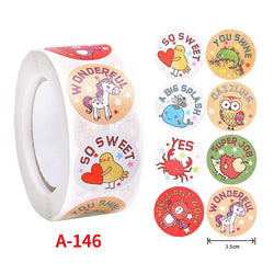 500Pcs Children's Cartoon Animal Stickers Baby Stickers Kindergarten Inspirational Little Red Flower Reward Roll Stickers (Online Order Only)