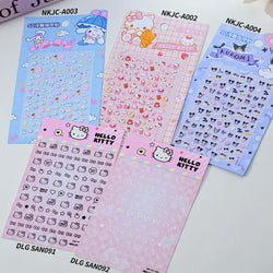 1pc 5D Cartoon Nail Art Stickers Waterproof Matte Finish with Kuromi, Cinnamoroll & Hello Kitty Designs Perfect for DIY Manicure (Online Order Only)