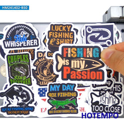 20/30/50Pieces Go Fishing Funny Graffiti Fisherman Style Stickers for Boat Fish Tank Luggage Car Motorcycle Phone Laptop Sticker (Online Order Only)