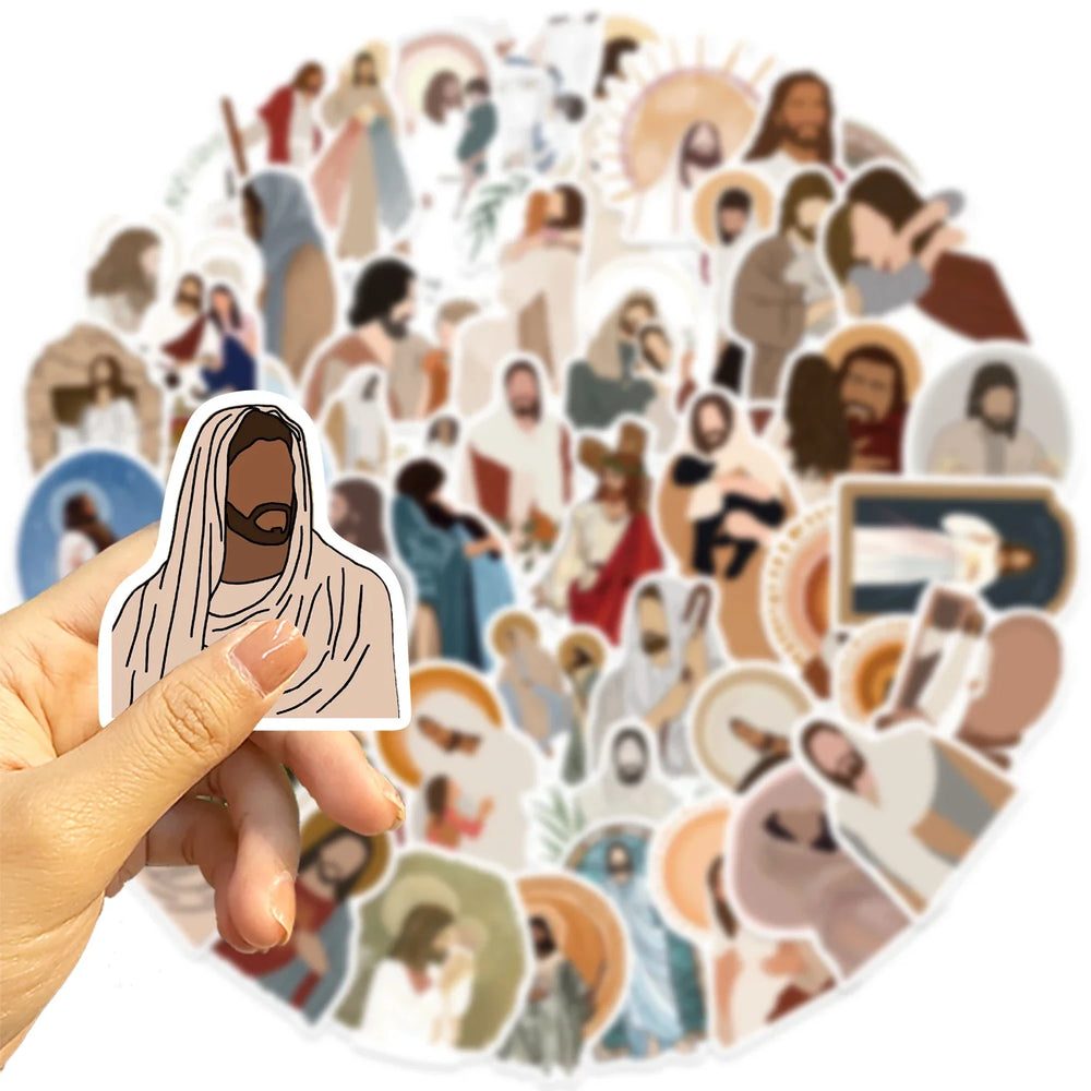 52Pcs Jesus Christian Religion Stickers For Phone Laptop Car Case Freezer Luggage Wall Waterpoof DIY Graffiti Belief Sticker (Online Order Only)