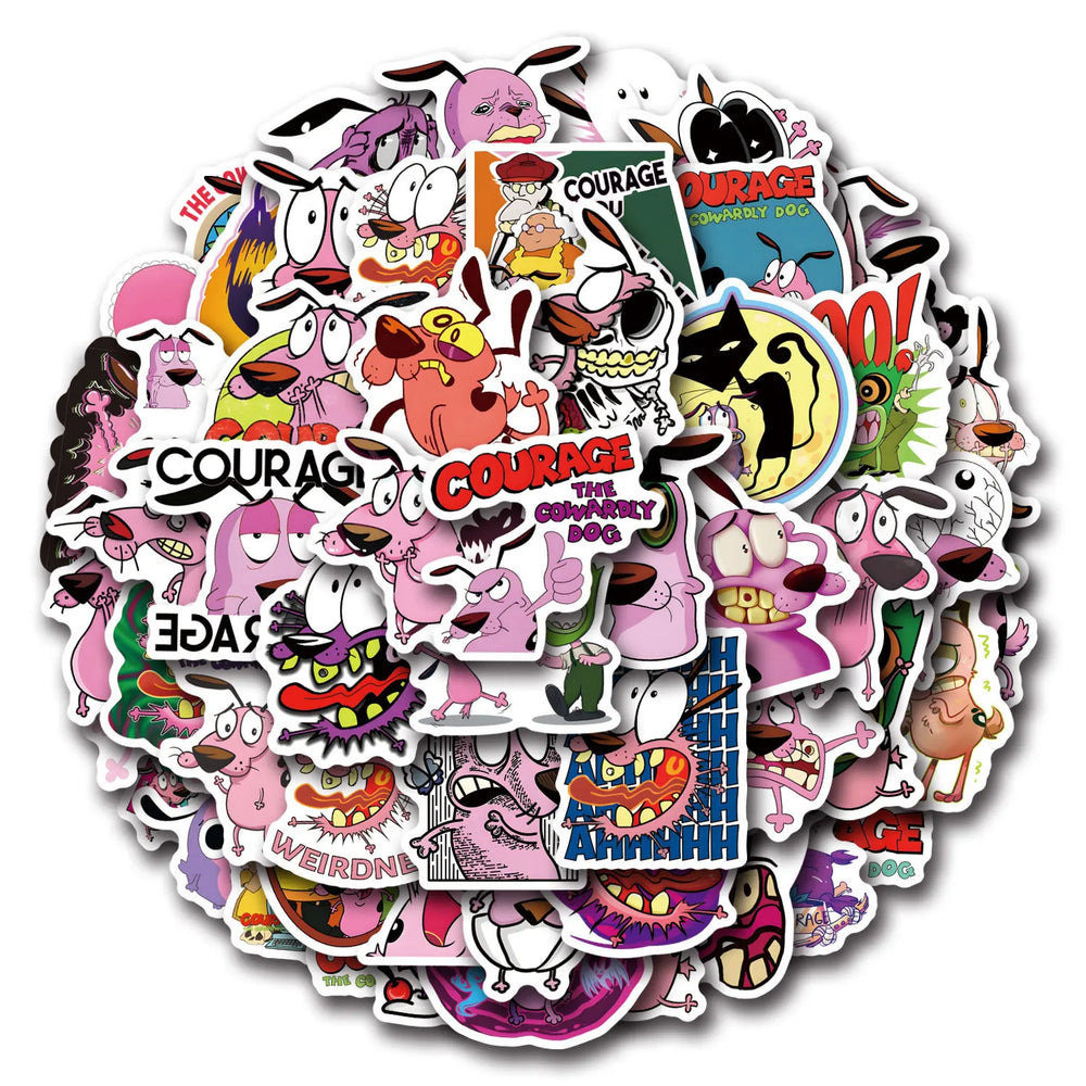 10/30/55PCS Curage The Cowardly Dog Stickers Funny Cartoon Anination Cute Dog Graffiti Sticker Laptop Phone Car Decals Kids Toys (ONLINE ORDER ONLY)