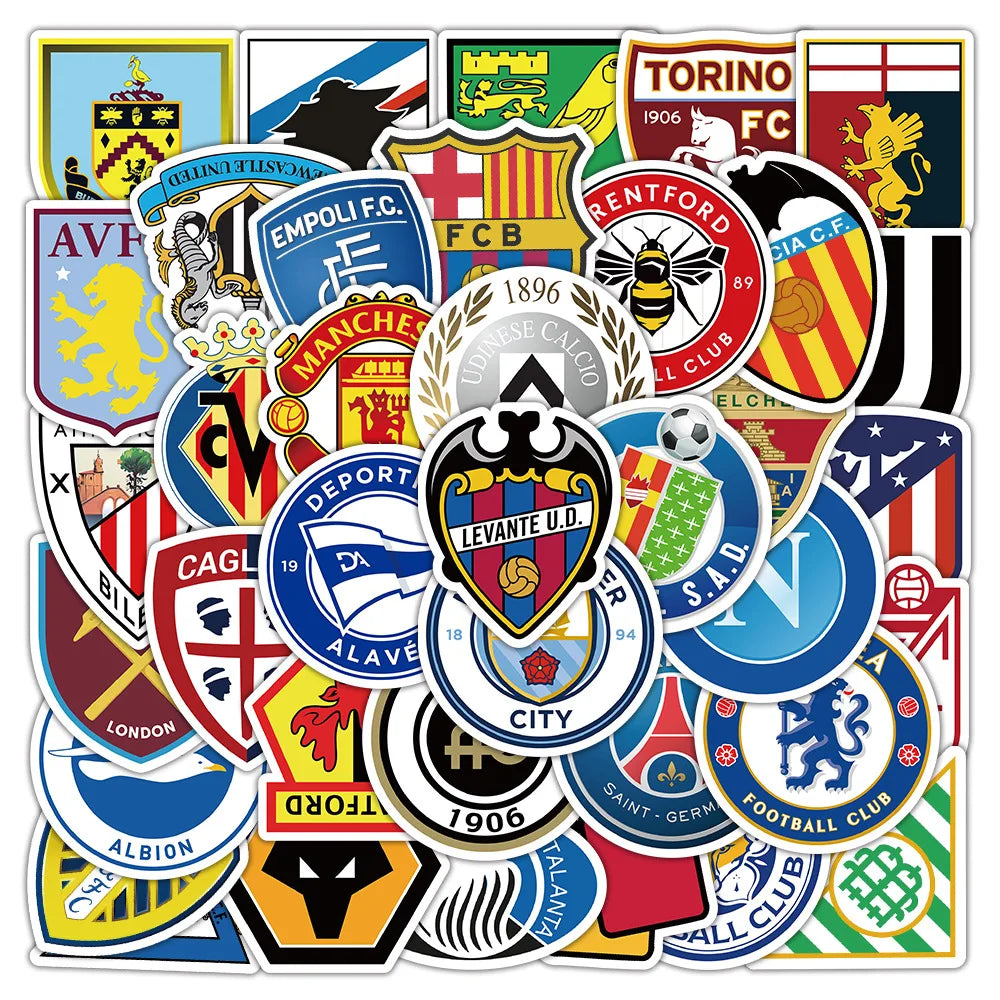 50 football club benchmarking stickers, personalized and creative handbill stickers, mobile phone and skateboard decorations (Online Order Only)
