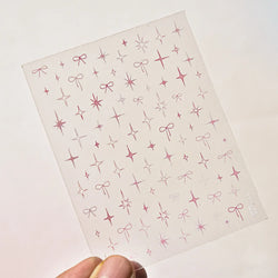 Pink Blue Bowknot Star Lace Round Dot Starburst Spot Leopard Print 3D Self Adhesive Nail Art Decorations Sticker Manicure Decals (ONLINE ORDER ONLY)