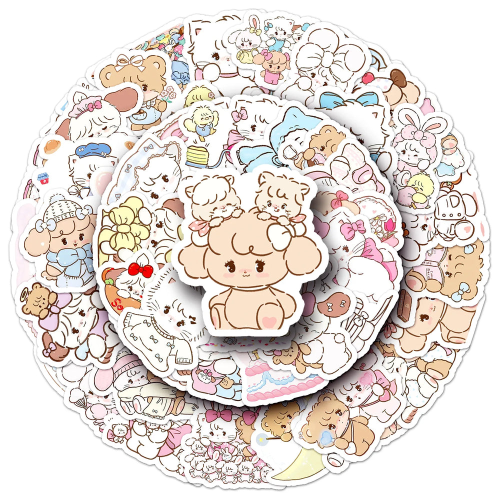 Kawaii Mikko Stickers: Cute Cartoon Decals for DIY, Scrapbook, Phone, Fridge, Suitcase, Bike, Kids Gift (10/30/50pcs) (Online Order Only)