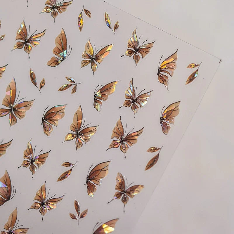 Dreamy Charming Shiny Beautiful Black White Butterfly Flower Love Heart Bowknot 5D Self Adhesive Nail Art Sticker Manicure Decal (ONLINE ORDER ONLY)
