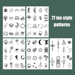 77 Waterproof Semi-Permanent Cute Tattoo Stickers with Herbal Juice (ONLINE ORDER ONLY)