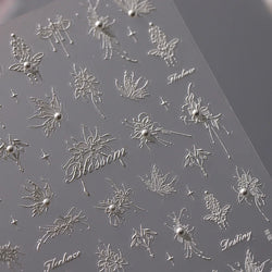Snowflake Butterfly Rhinestone Shiny Totem Self Adhesive Nail Art Stickers Romantic Charm Chic Rose Flower Pearl Manicure Decals (ONLINE ORDER ONLY)