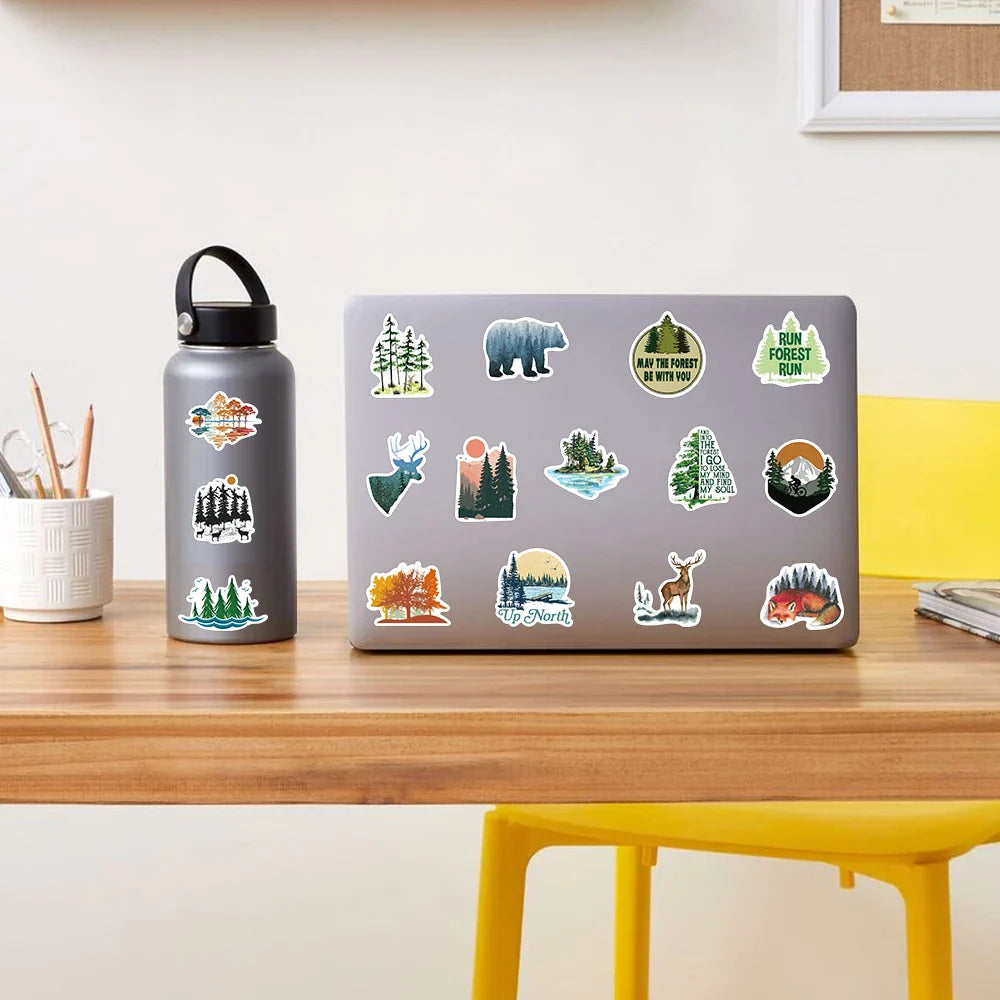 50pcs Outdoor Forest Trees Stickers Vinyl Waterproof For Laptop Guitar Luggage Bike Notebook Scrapbook Stickers Decals (ONLINE ORDER ONLY)