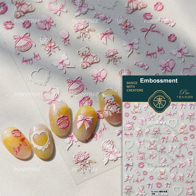 White Pink Baby Child Angel Wing Heart Bowknot Leaves Key Star Cupid's Arrow Archery Adhesive Nail Art Stickers Manicure Decals (ONLINE ORDER ONLY)