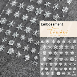 Hot Stamping Romantic White Gold Snowflakes Hexagon Winter 3D Self Adhesive Nail Art Stickers Shiny Rhinestone Manicure Decals (Online Order Only)