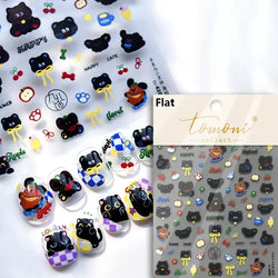 Bowknot Dog puppy Christmas Hat Strawberry Cake Food Coffee Cherry Love Heart Adhesive Nail Art Sticker Reliefs Manicure Decals (Online Order Only)