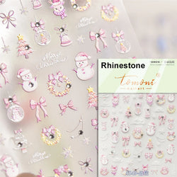 Black White Christmas Tree Snowflake Bowknot Snowman Socks Star Santa Hat Deer Rhinestone Winter Nail Art Sticker Manicure Decal (Online Order Only)