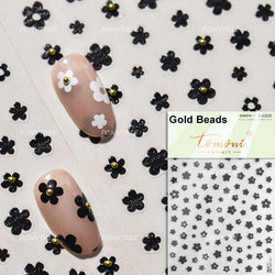 Gold Hot Stamping Flowers Leaves 3D 5D Pearl Bead Delicate Self Adhesive Nail Art Decorations Stickers Manicure Decals Wholesale (Online Order Only)
